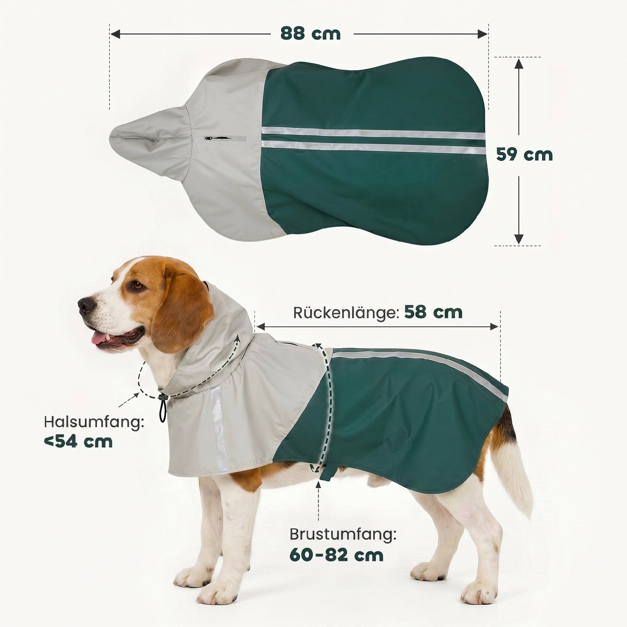 ComfortXL - Manteau imperméable chien simili cuir vert taille moyenne 45–50 cm réfléchissant pour promenades sous la pluie - Image 3