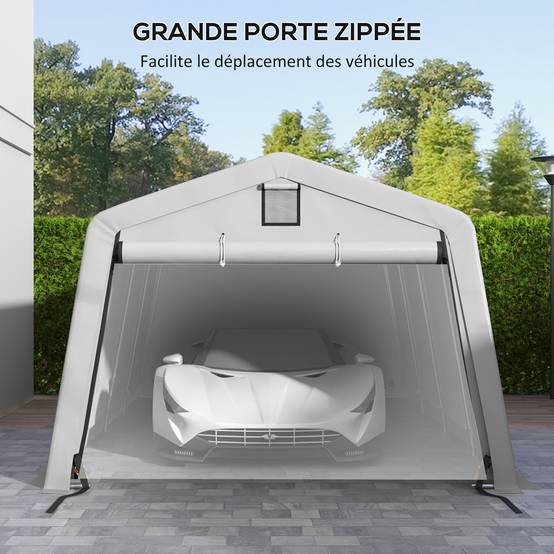 Abri de jardin ouvert acier gris 618 x 330 x 240 cm - PANGIVO - Image 8