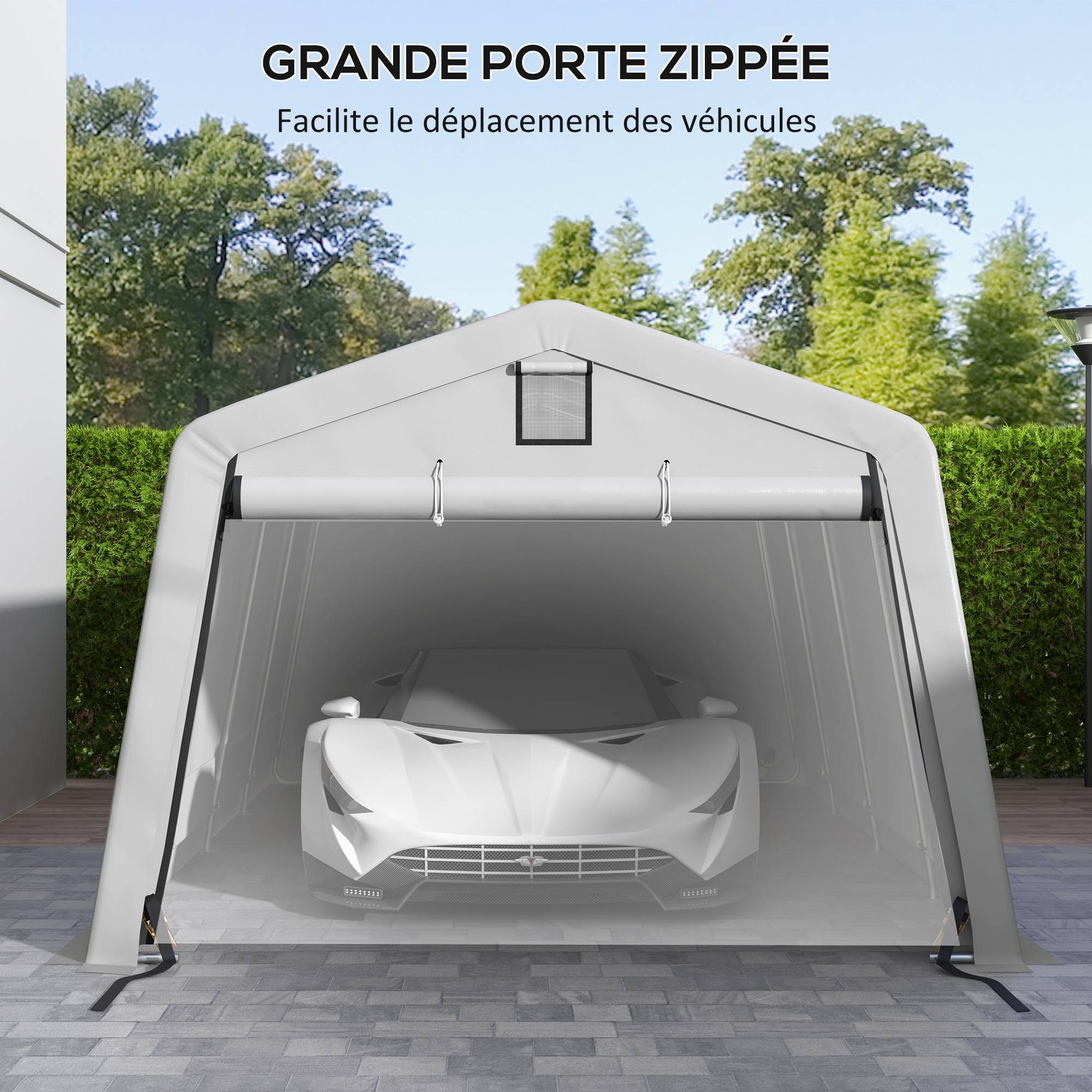 Abri de jardin ouvert acier gris 618 x 330 x 240 cm - PANGIVO - Image 8