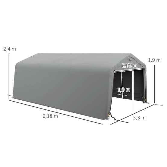 Abri de jardin ouvert acier gris 618 x 330 x 240 cm - PANGIVO - Image 5