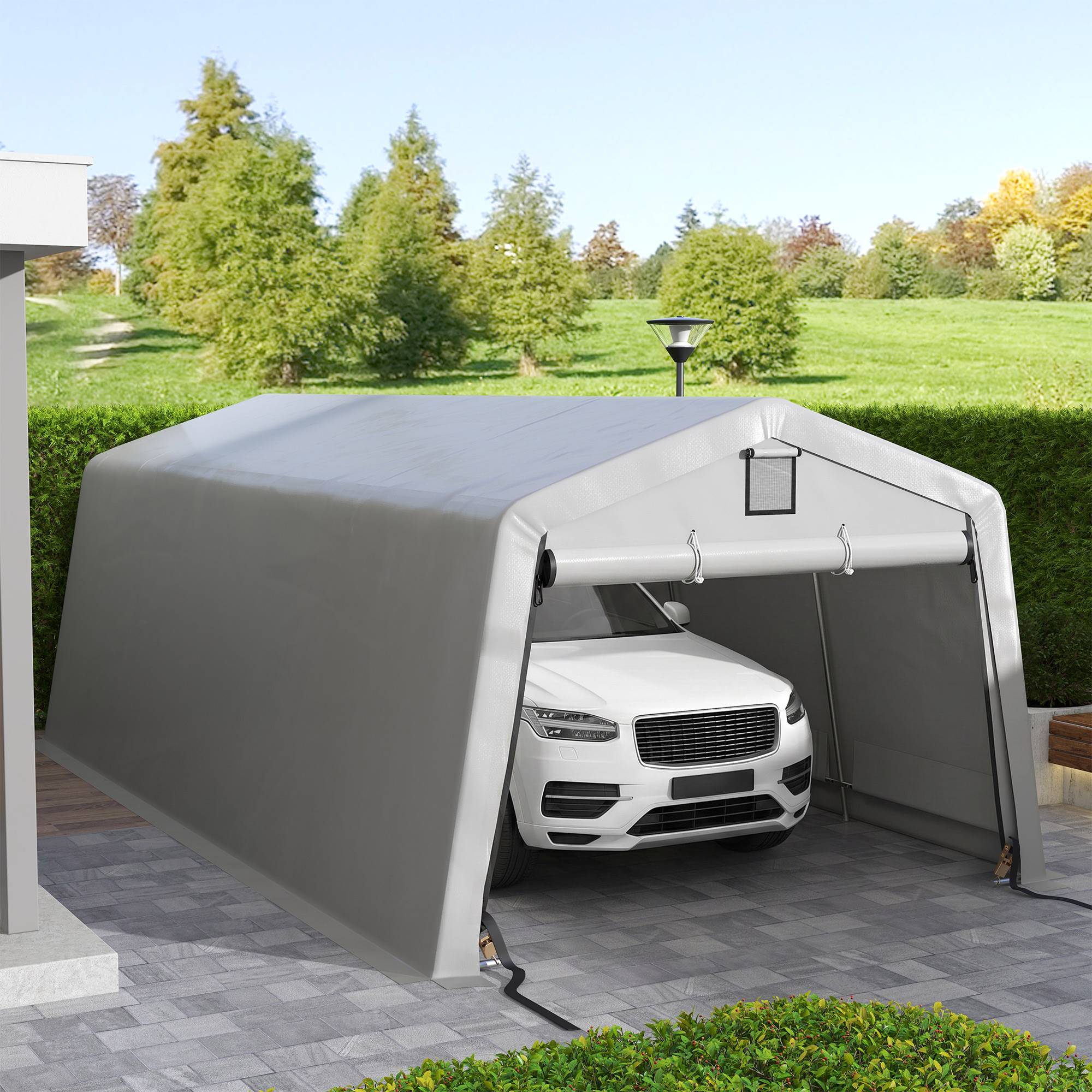 Abri de jardin ouvert acier gris 618 x 330 x 240 cm - PANGIVO - Image 4