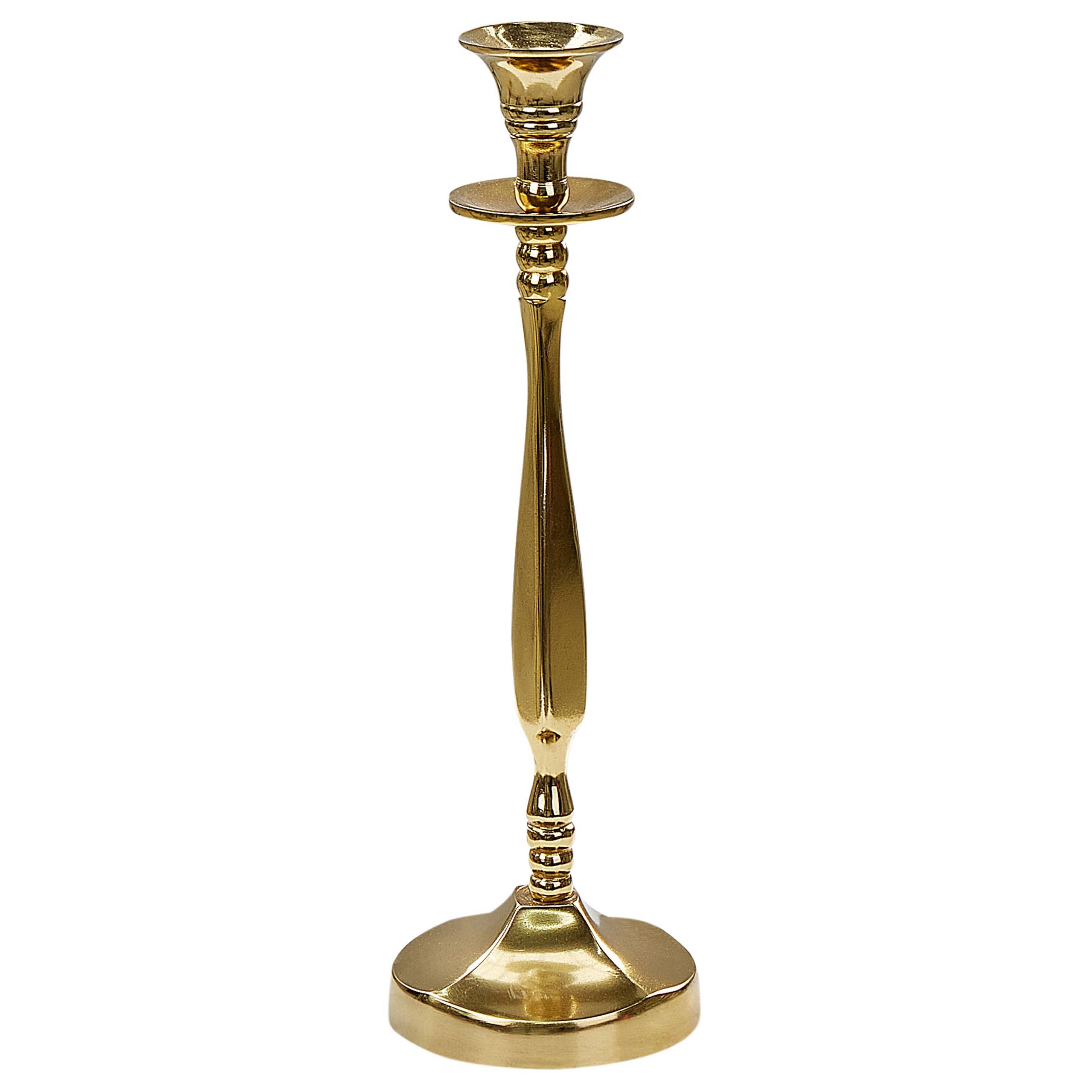 Beliani - Lot de 2 Bougeoirs en Finition Brillante Aluminium Doré 31/36 cm Robuste Léger Bougies Parfaites pour la Chambre et le Salon Eclairage Doux - Imagen 5