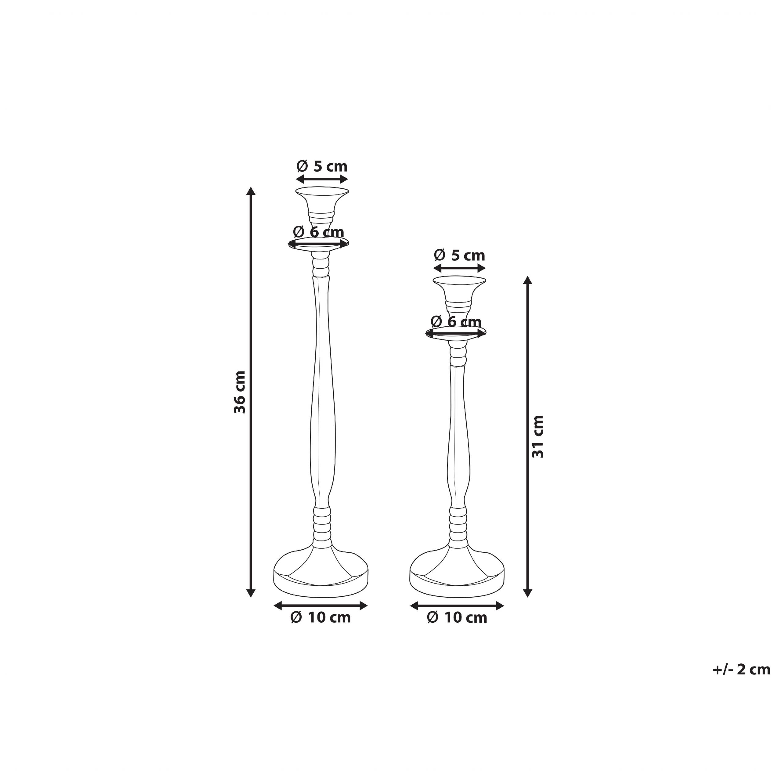 Beliani - Lot de 2 Bougeoirs en Finition Brillante Aluminium Doré 31/36 cm Robuste Léger Bougies Parfaites pour la Chambre et le Salon Eclairage Doux - Imagen 3