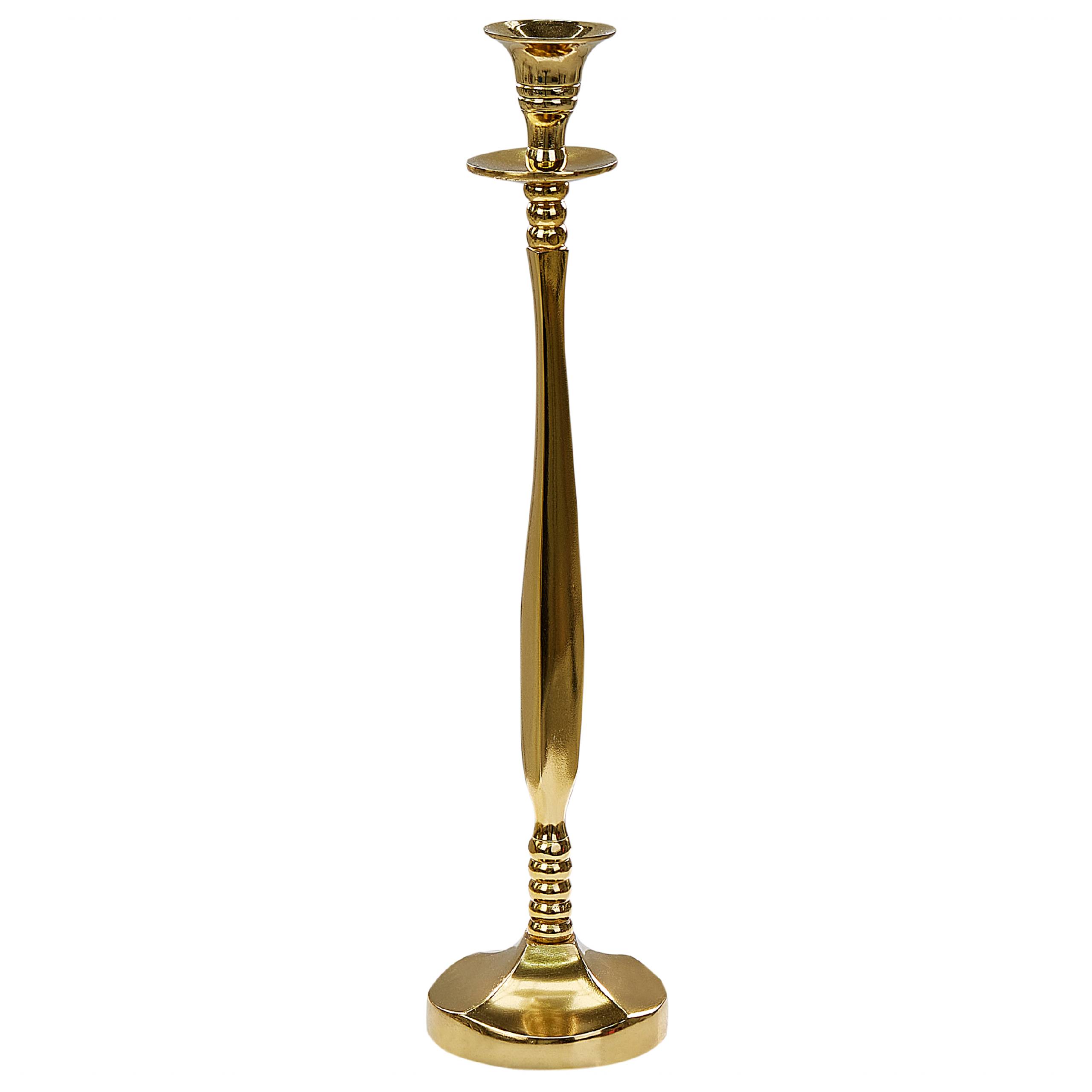 Beliani - Lot de 2 Bougeoirs en Finition Brillante Aluminium Doré 31/36 cm Robuste Léger Bougies Parfaites pour la Chambre et le Salon Eclairage Doux - Imagen 4