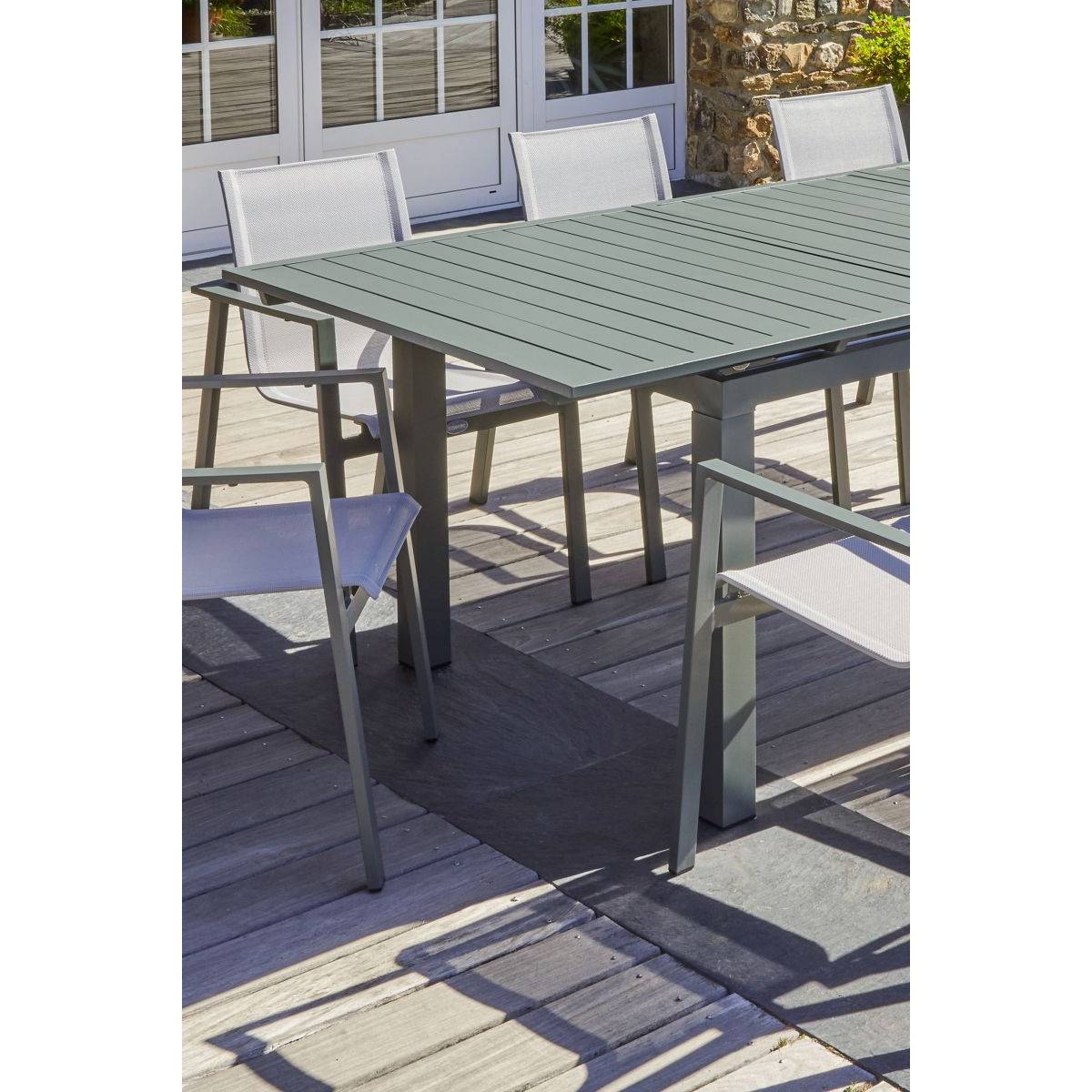 Dcb Garden - Table Miami Kaki Extensible Table De Jardin Extensible En Aluminium Kaki - Dcb Groupe - Decochine - Image 2