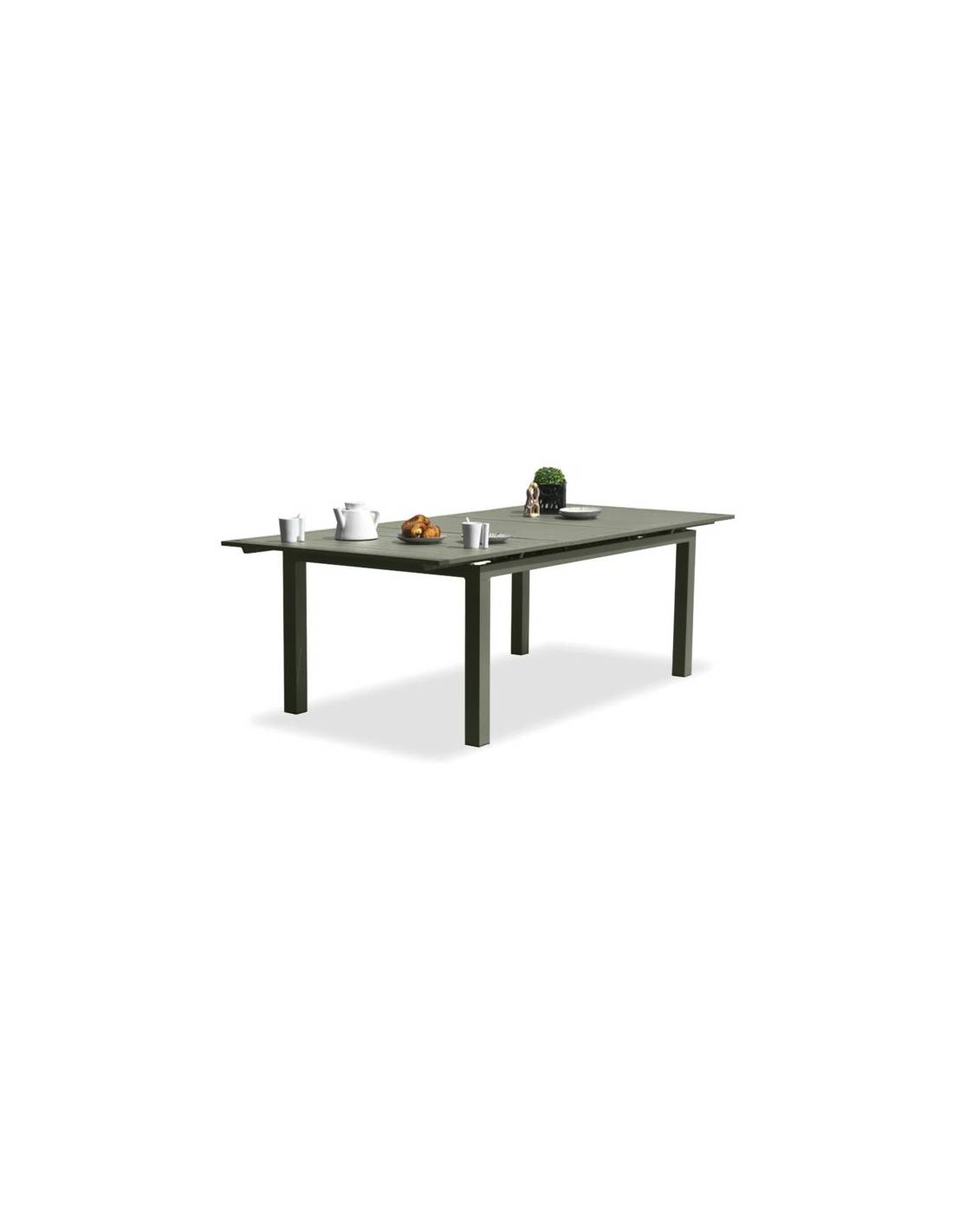 Dcb Garden - Table Miami Kaki Extensible Table De Jardin Extensible En Aluminium Kaki - Dcb Groupe - Decochine