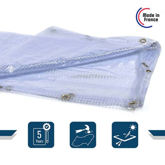 Bâche pour Carport 3,8x9 m SP400CP - Garantie 5 ans - Bâche Armée Transparente pour abri de voiture - Made in France TECPLAST - Imagen 2