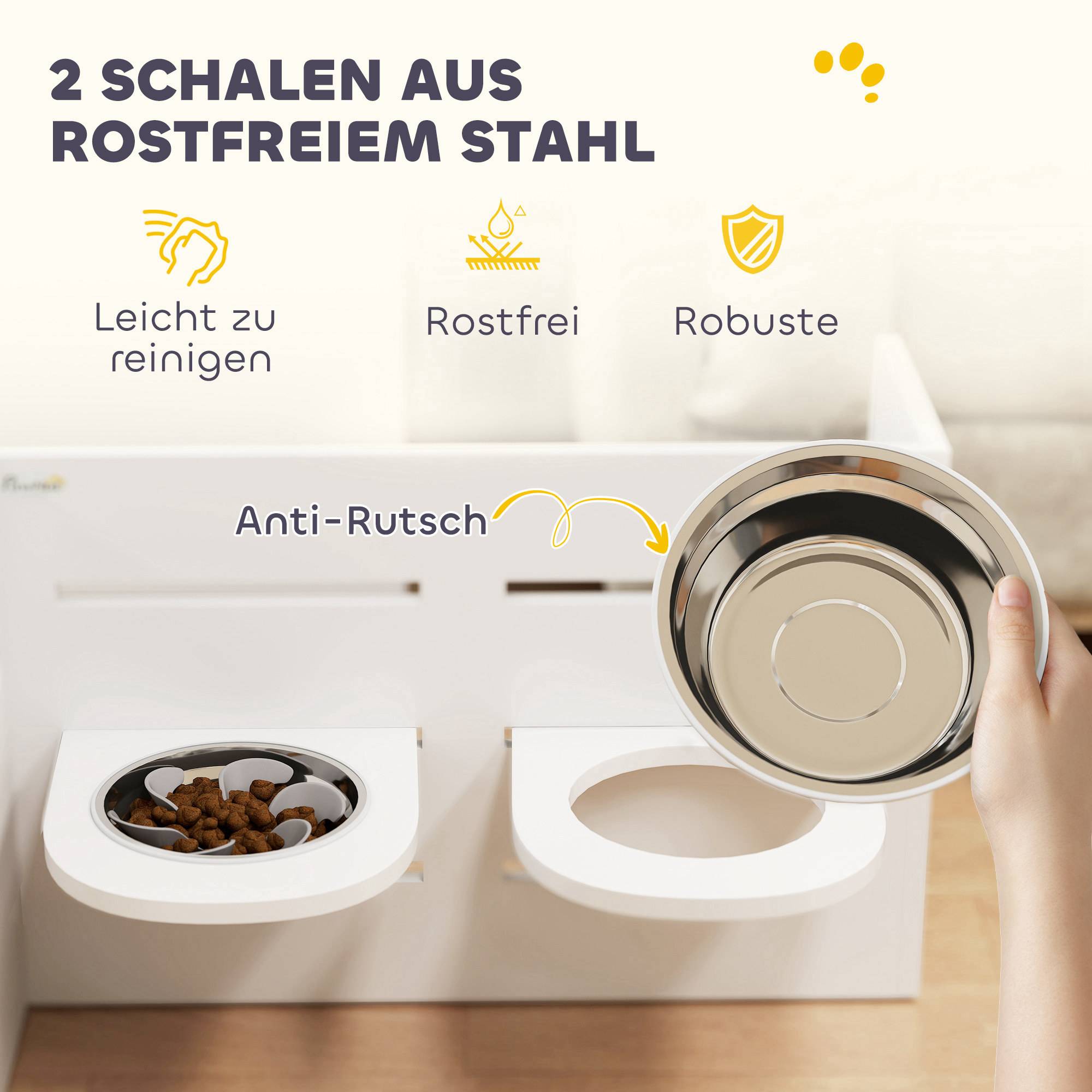 Support double gamelle pour chien acier inoxydable blanc 63 x 58.5 x 40 cm - PANGIVO - Image 9