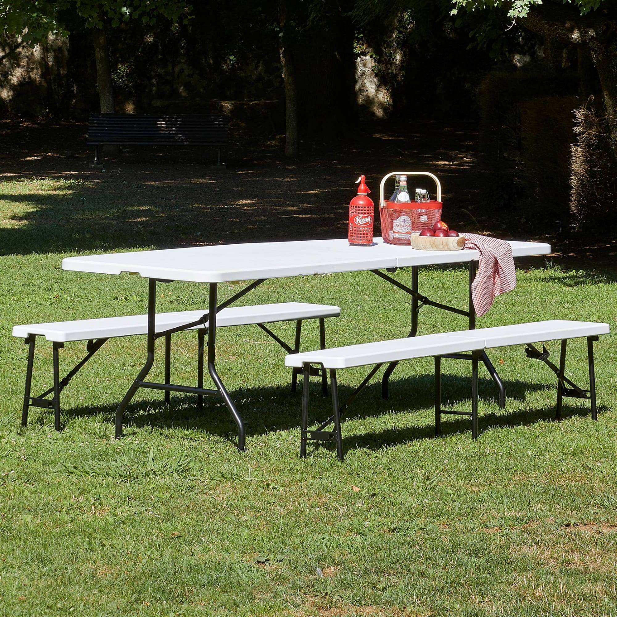 Table pliante rectangulaire intérieur, extérieur 75,5x49,5 blanc EASY garbar - Image 2