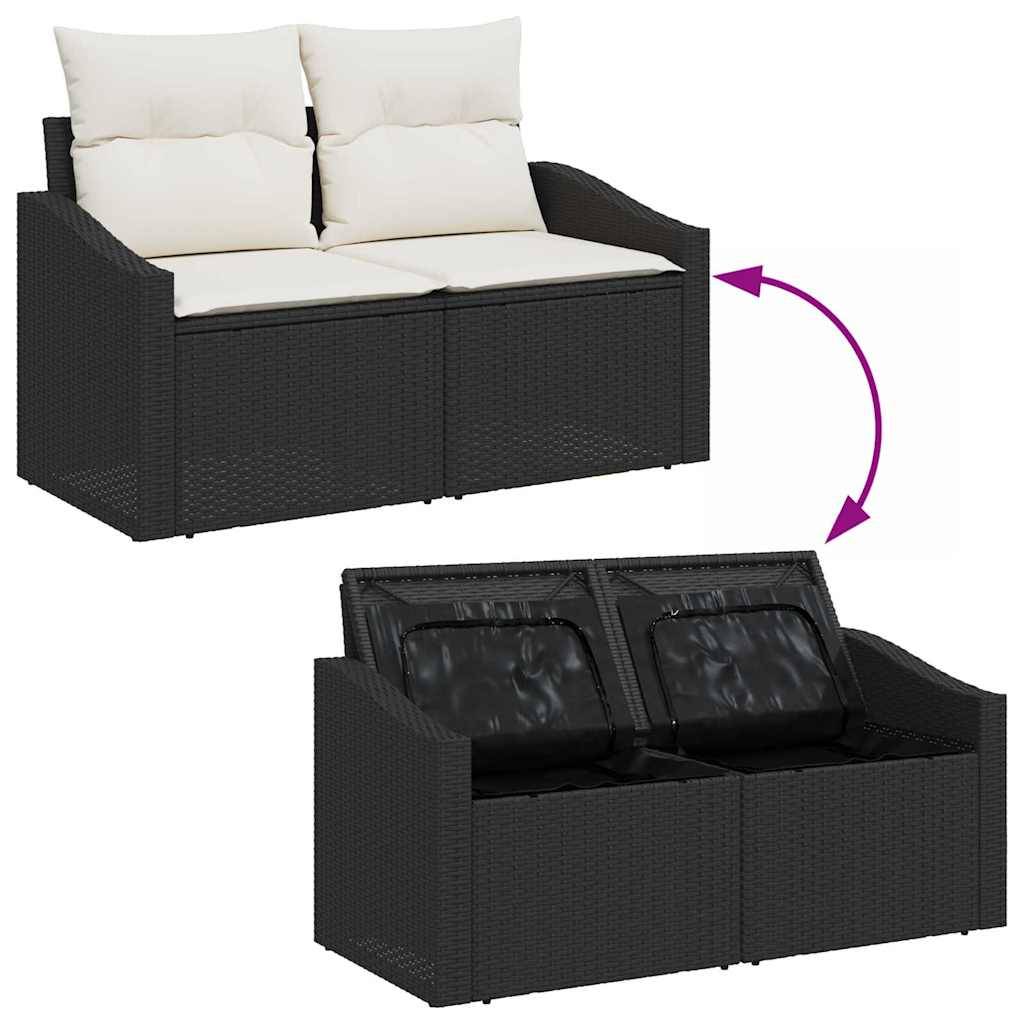 Salon de Jardin 4 Places Poly Rotin avec Coussins et Rangement pour Balcon Noir – ComfortXL Outdoor Living - Image 9