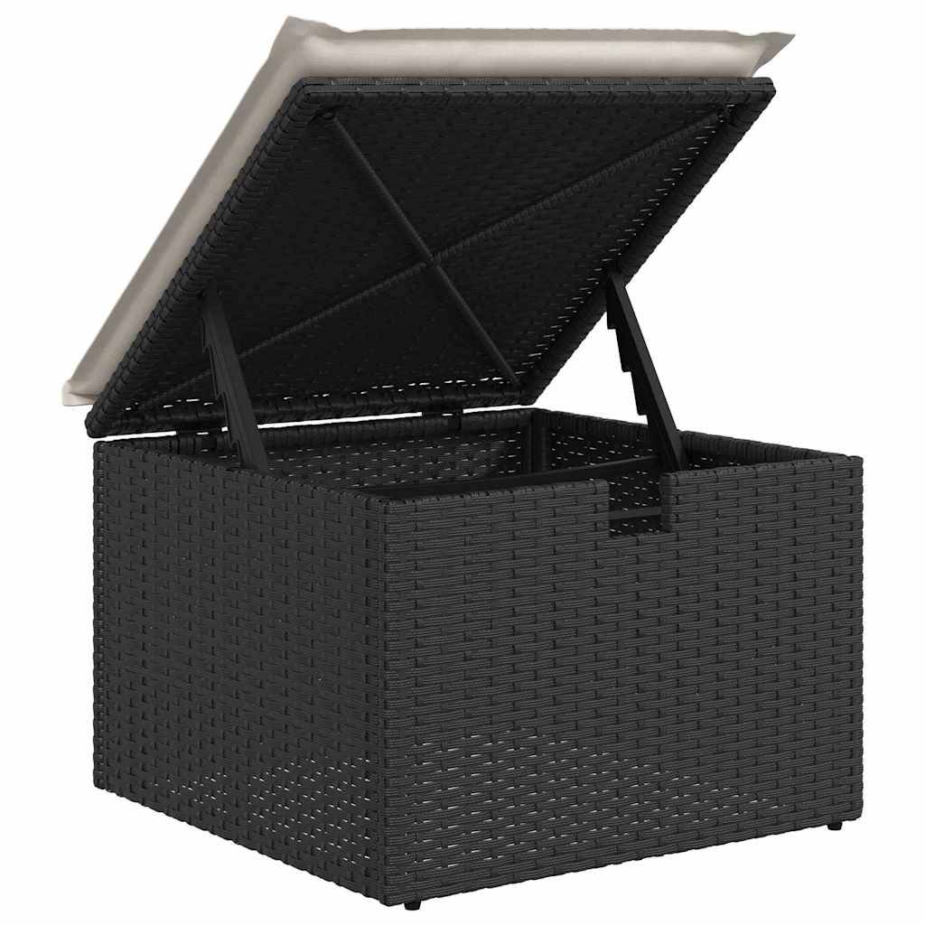 Salon de Jardin 4 Places Poly Rotin avec Coussins et Rangement pour Balcon Noir – ComfortXL Outdoor Living - Image 3