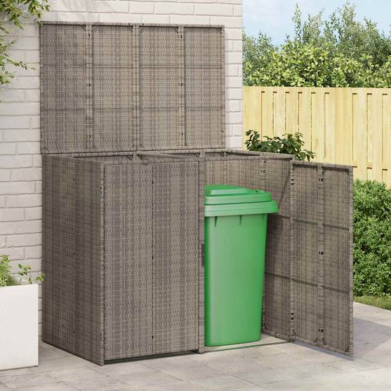 Cache-poubelle double polyéthylène gris 130 x 80 x 115 cm - PANGIVO - Image 1