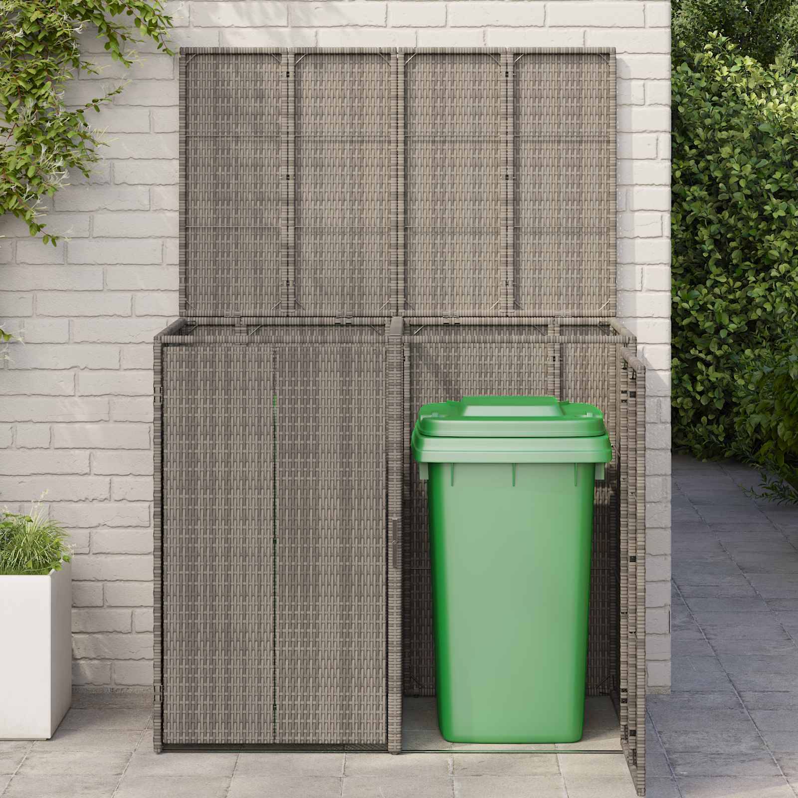 Cache-poubelle double polyéthylène gris 130 x 80 x 115 cm - PANGIVO - Image 3