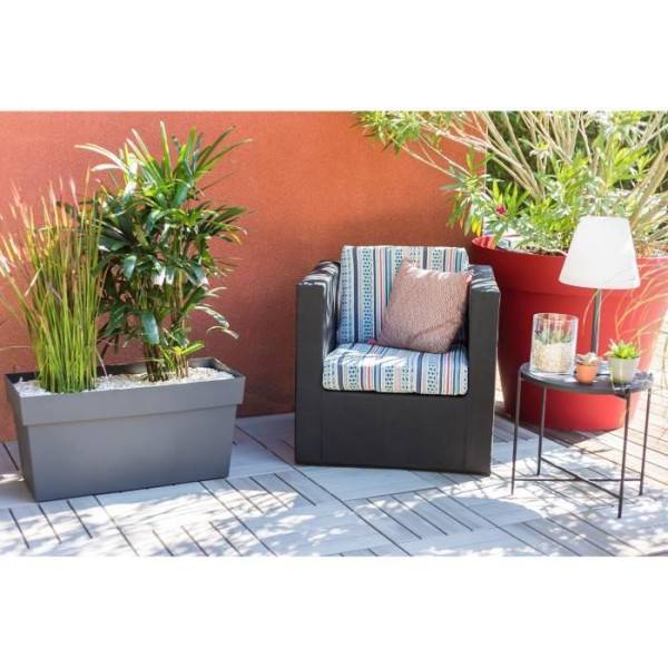 EDA Plastiques - Eda Muret Avec Roulettes Toscane - 79 X 35 X H 39 Cm - 74 L - Noir - Imagen 4
