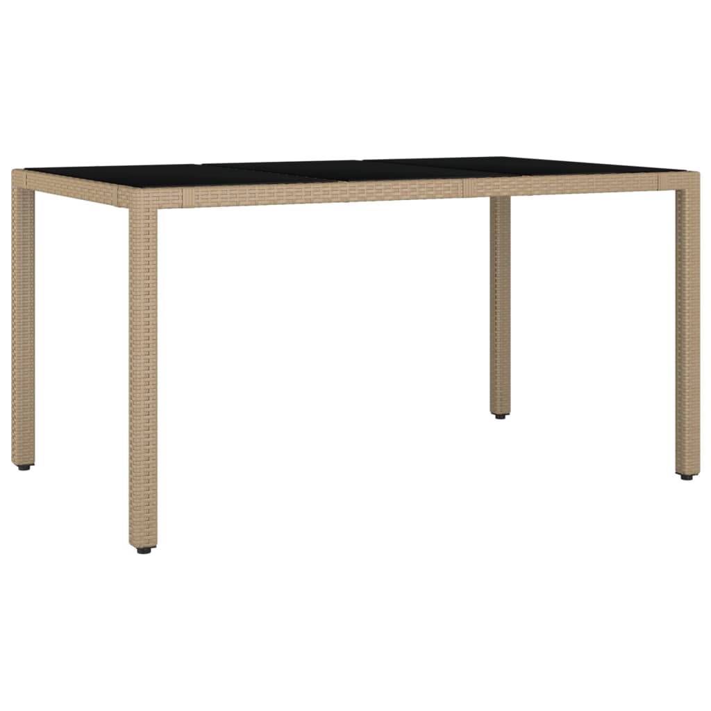 ComfortXL - Table de Jardin Rectangulaire Beige 150x90cm en Poly Rotin et Plateau Verre Facile d'Entretien – ComfortXL Outdoor Living - Image 2