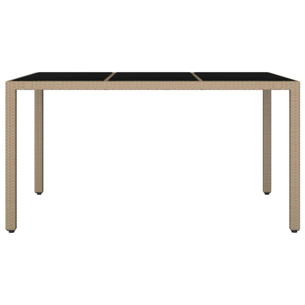 ComfortXL - Table de Jardin Rectangulaire Beige 150x90cm en Poly Rotin et Plateau Verre Facile d'Entretien – ComfortXL Outdoor Living - Image 3