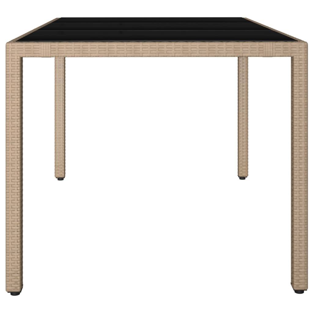 ComfortXL - Table de Jardin Rectangulaire Beige 150x90cm en Poly Rotin et Plateau Verre Facile d'Entretien – ComfortXL Outdoor Living - Image 4