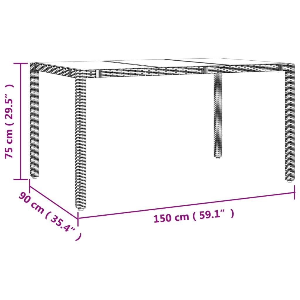 ComfortXL - Table de Jardin Rectangulaire Beige 150x90cm en Poly Rotin et Plateau Verre Facile d'Entretien – ComfortXL Outdoor Living - Image 6