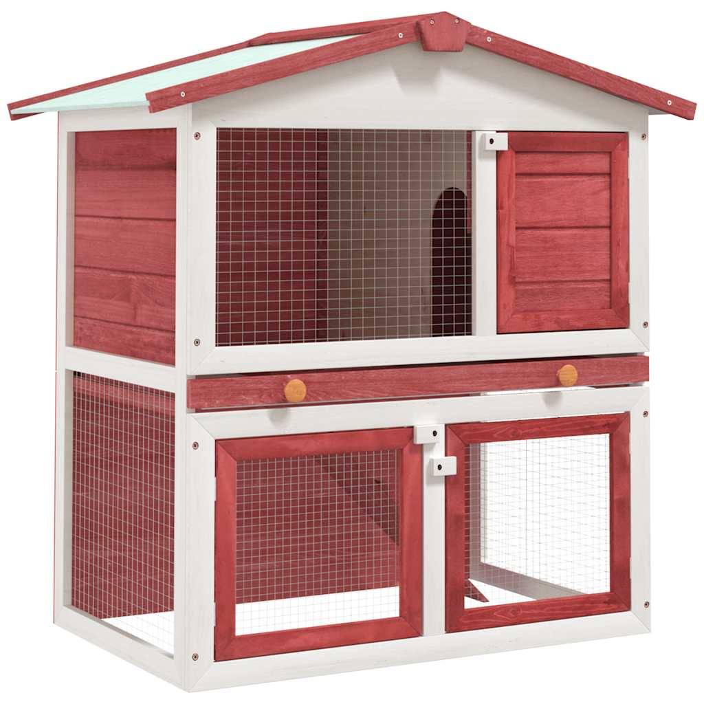 Vidaxl - Clapier d'extérieur 3 portes Rouge Bois vidaXL 170839 - Imagen 1