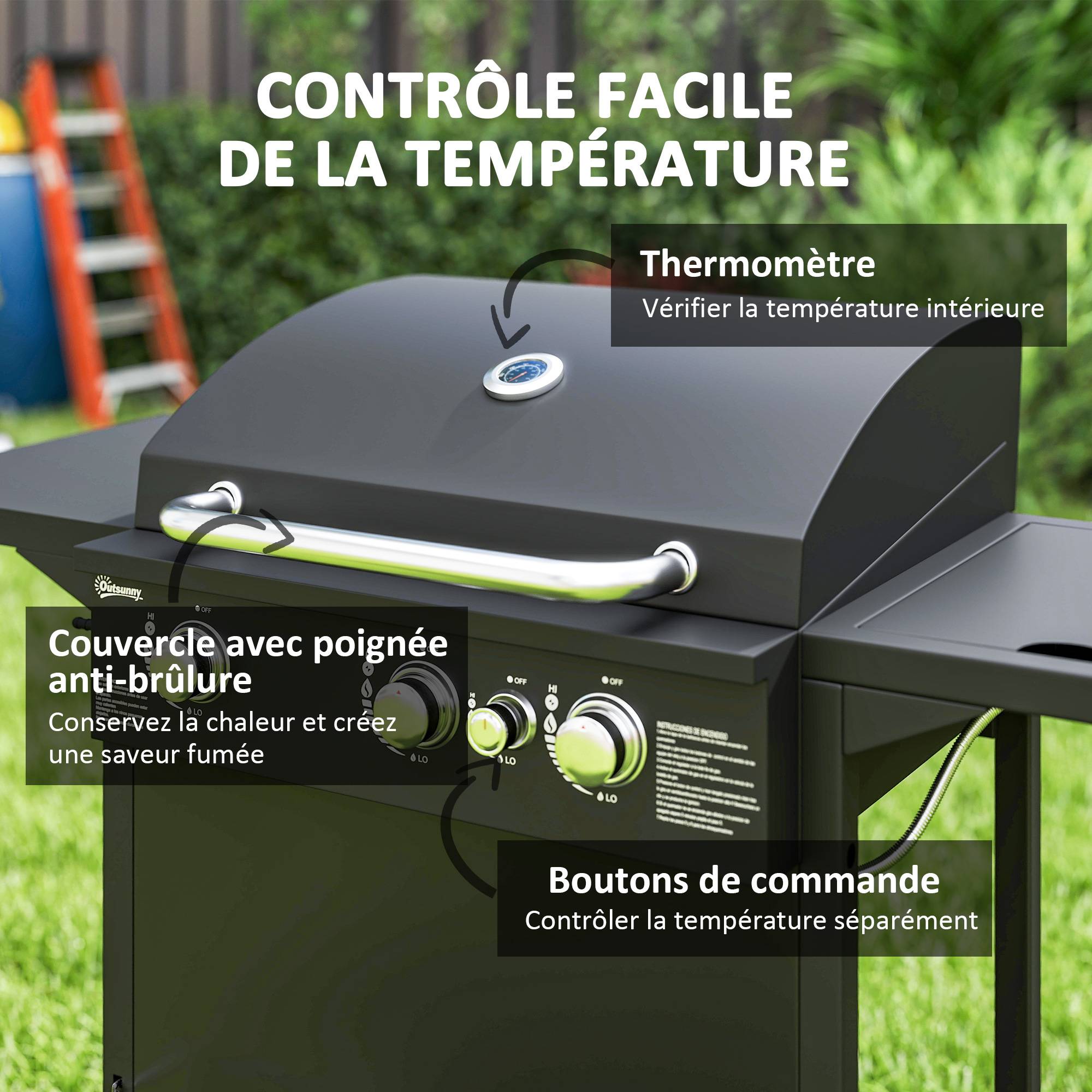 PANGIVO - Barbecue gaz acier noir 123 x 58 x 98 cm - PANGIVO - Image 7
