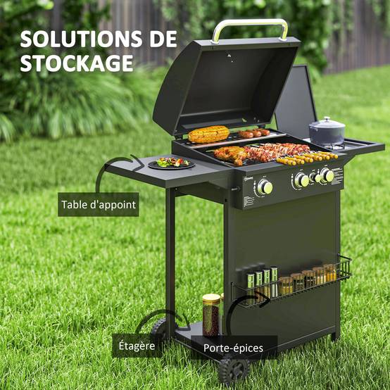 PANGIVO - Barbecue gaz acier noir 123 x 58 x 98 cm - PANGIVO - Image 8