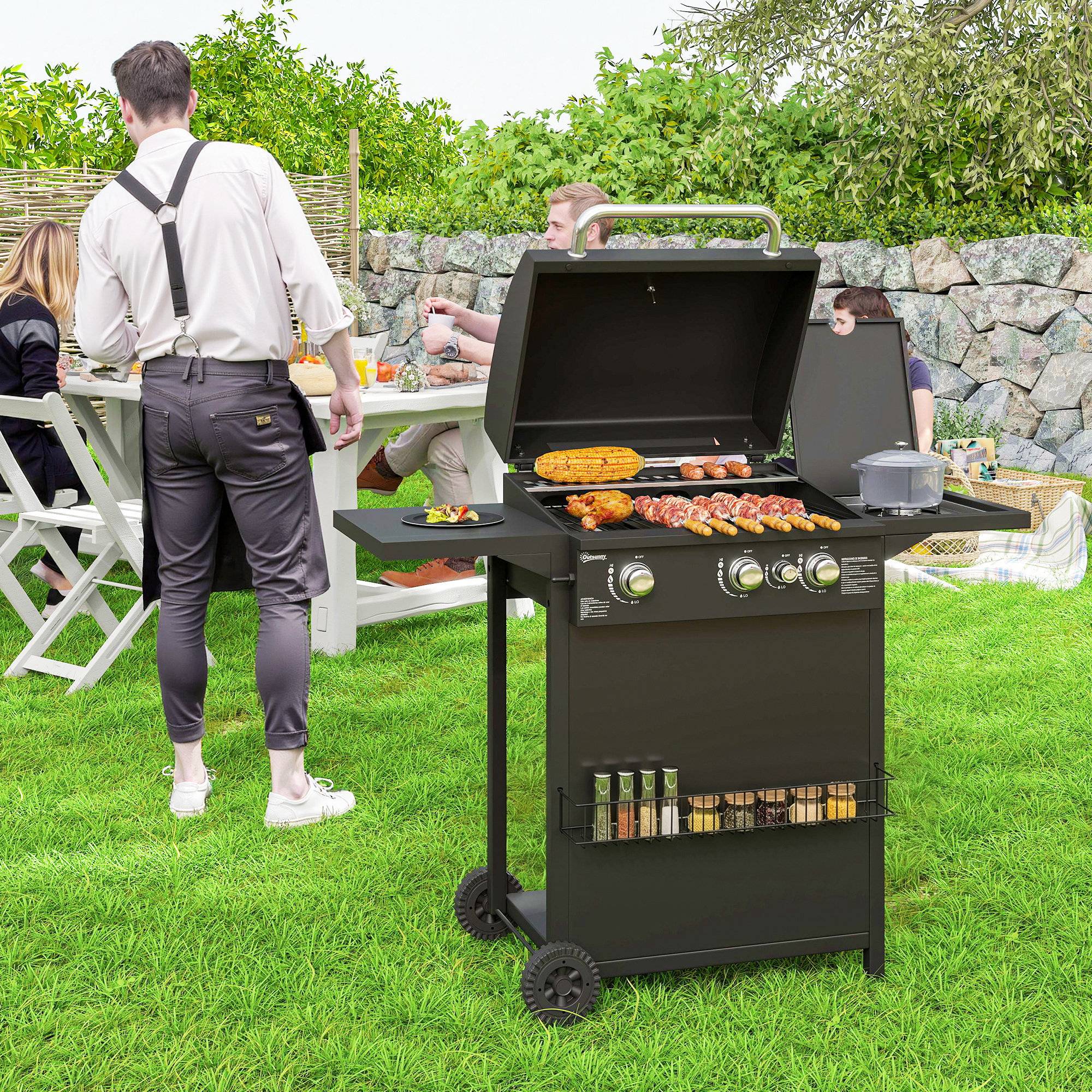 PANGIVO - Barbecue gaz acier noir 123 x 58 x 98 cm - PANGIVO - Image 4
