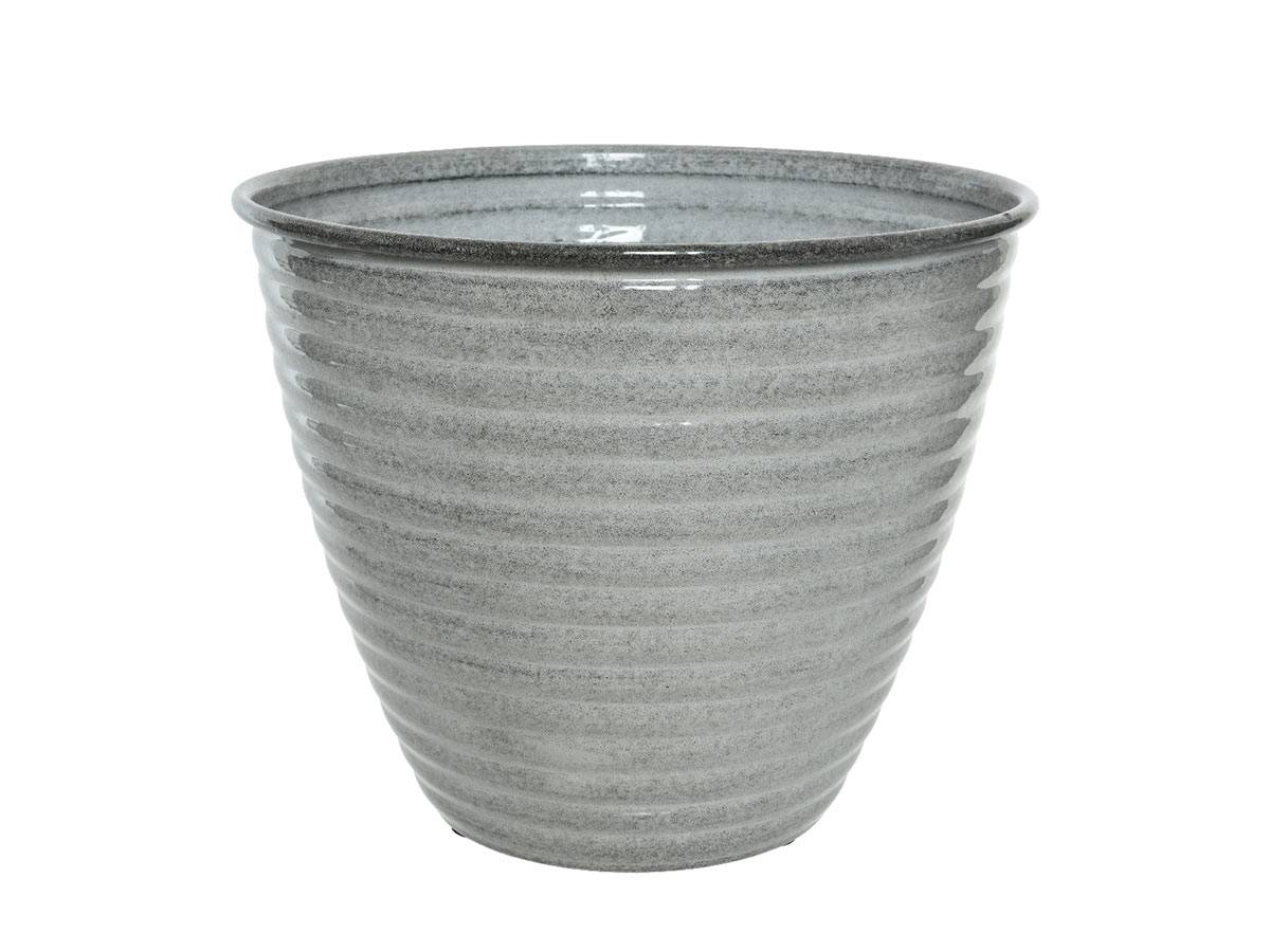 Jardideco - Cache-pot rond en acier émaillé gris Amy - Ø 37 x 30 cm - Jardideco - Imagen 1