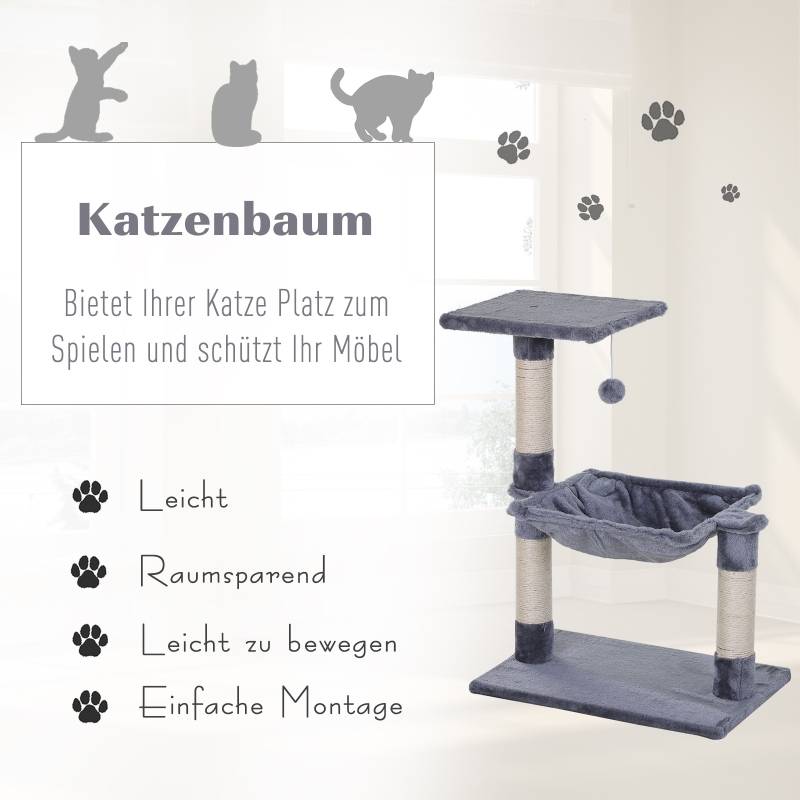 Arbre à chat compact avec hamac en peluche et poteaux à griffer en sisal – ComfortXL Pet Living - Image 4