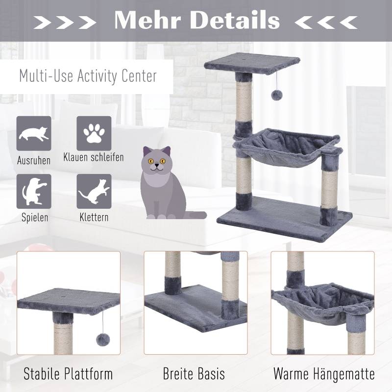Arbre à chat compact avec hamac en peluche et poteaux à griffer en sisal – ComfortXL Pet Living - Image 5