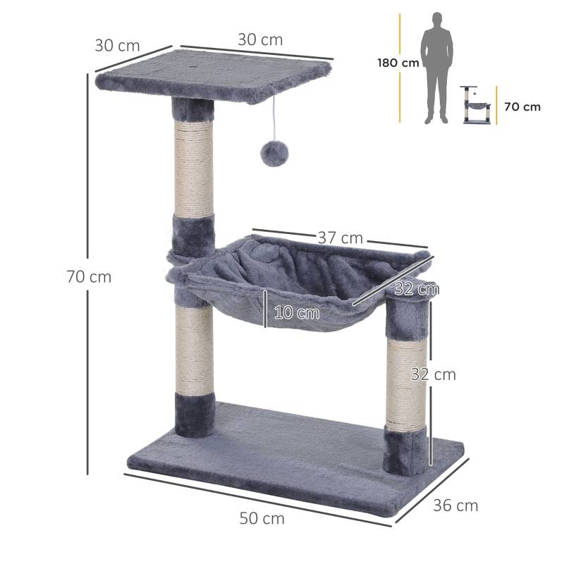 Arbre à chat compact avec hamac en peluche et poteaux à griffer en sisal – ComfortXL Pet Living - Image 3