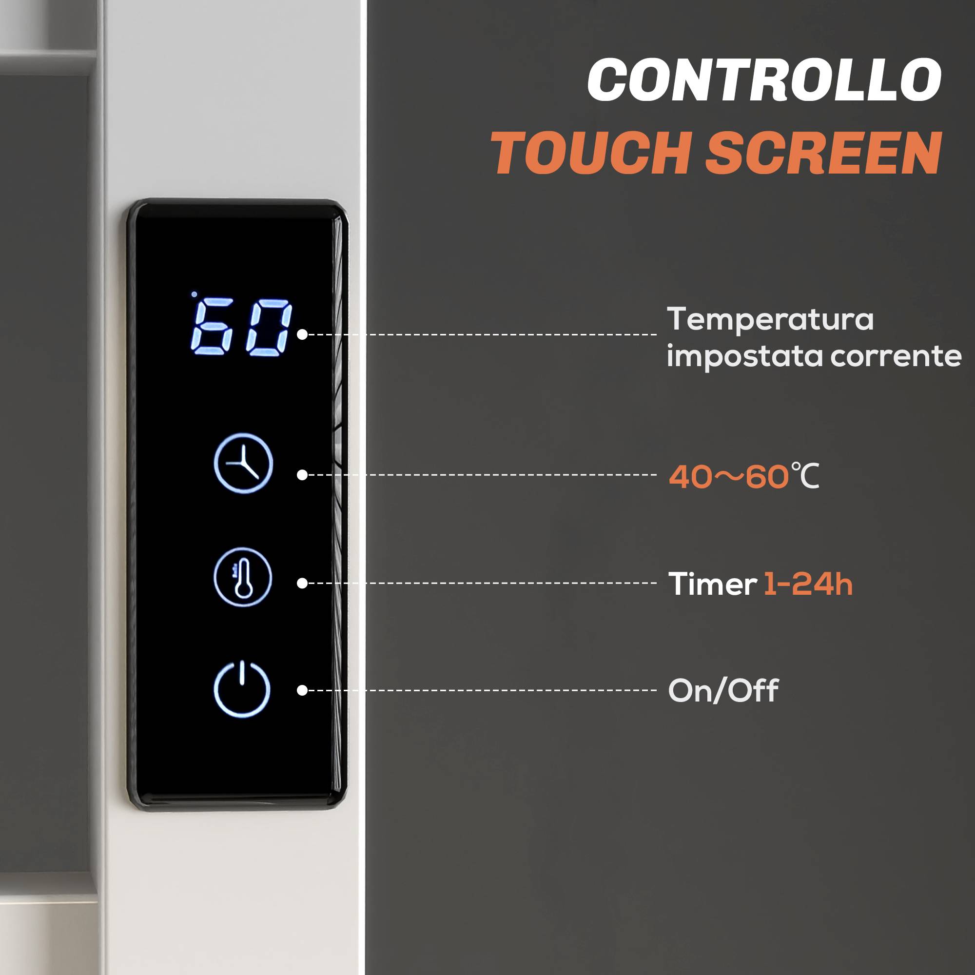 Sèche-serviettes électrique intelligent 10 barres minuterie écran LCD, acier inoxydable, 45x11x80cm, blanc - Image 7