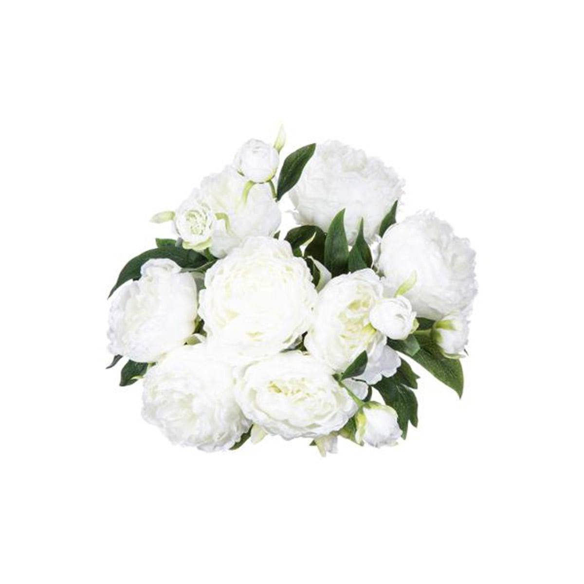 Bouquet de Fleurs artificielles 13 Pivoines Blanches D. 29 x H. 50 cm - Image 3