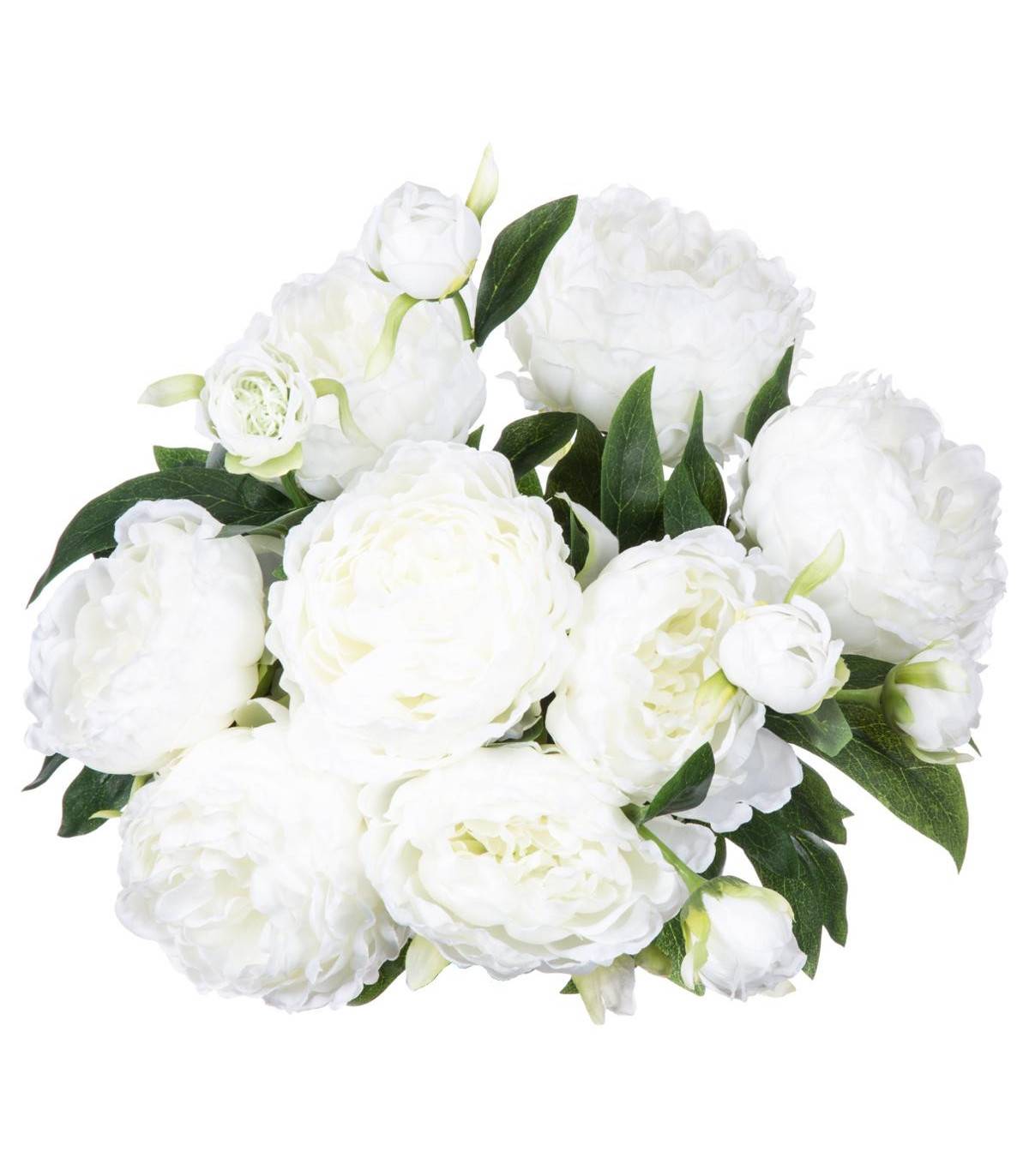 Bouquet de Fleurs artificielles 13 Pivoines Blanches D. 29 x H. 50 cm - Image 2