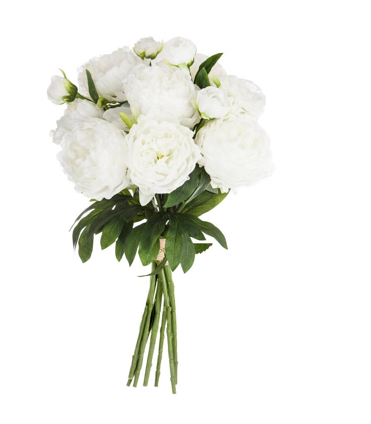 Bouquet de Fleurs artificielles 13 Pivoines Blanches D. 29 x H. 50 cm - Image 1