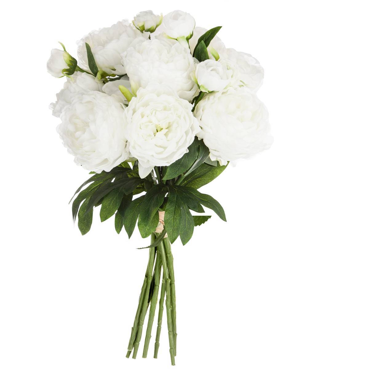 Atmosphera - Bouquet 13 pivoines artificielles blanc H50cm - Atmosphera Créateur d'intérieur - Imagen 1