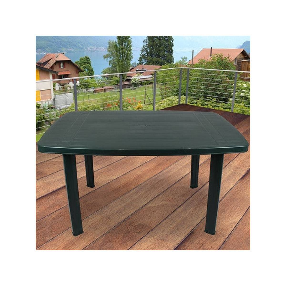 Table de jardin 137 x 85 x H72 cm Résine vert foncé Progarden Balcon Terrasse - Imagen 2