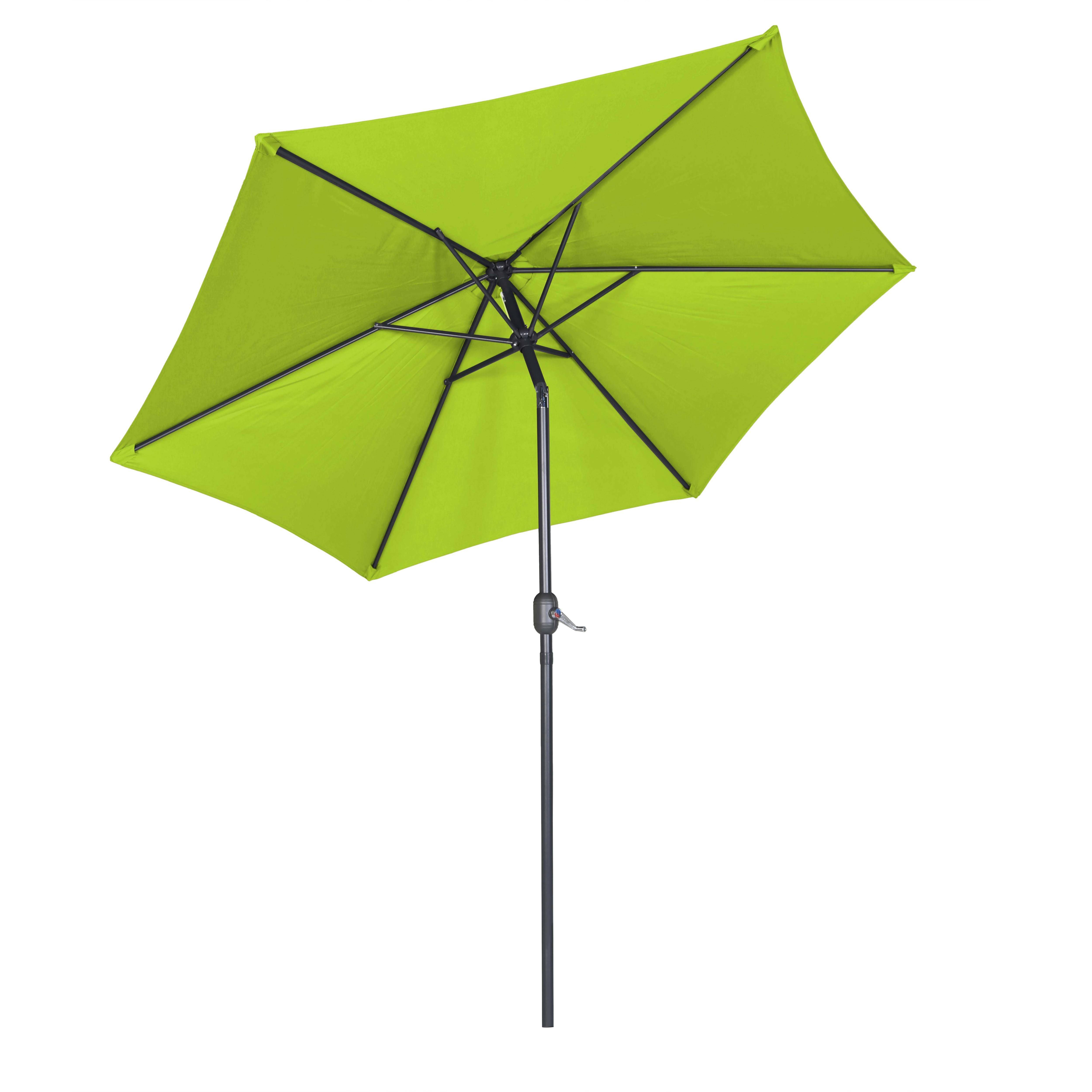 Oviala - Parasol droit inclinable 3m et 4 dalles lestées aluminium vert Matera - Oviala - Imagen 4