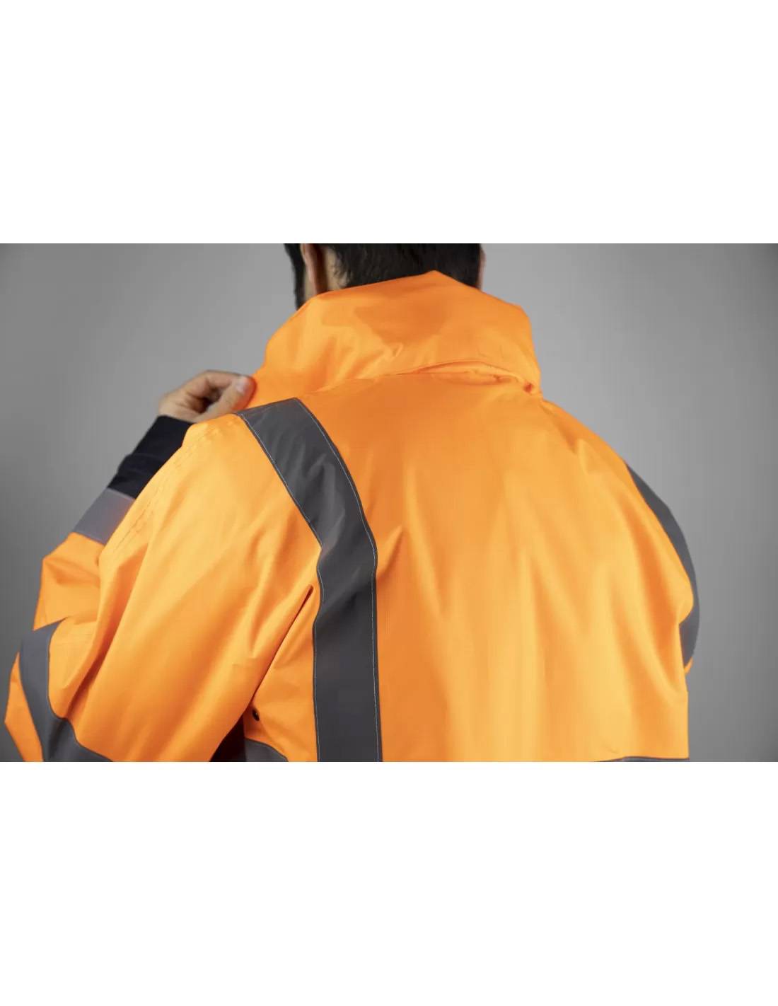 LMA - Veste haute visibilité imperméable - LMA - 2297-Orange fluo / Marine-XXL - Imagen 3