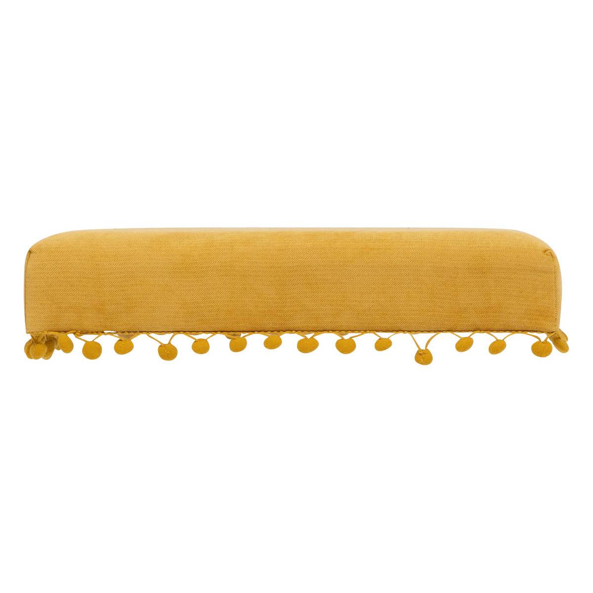 2 en 1 Pouf pliant et coffre de rangement Jaune Ocre 40 x 39 cm - Imagen 3