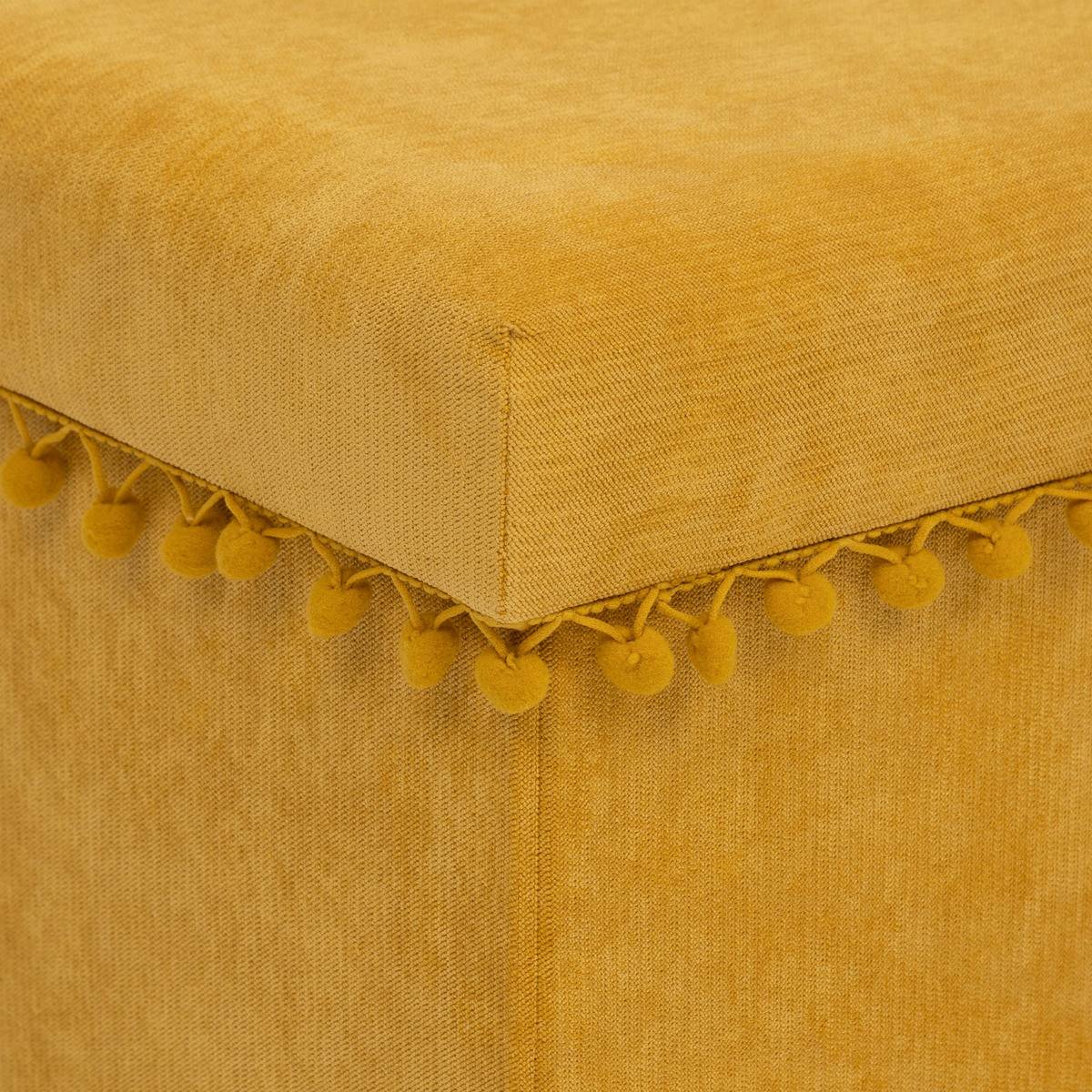 2 en 1 Pouf pliant et coffre de rangement Jaune Ocre 40 x 39 cm - Imagen 4