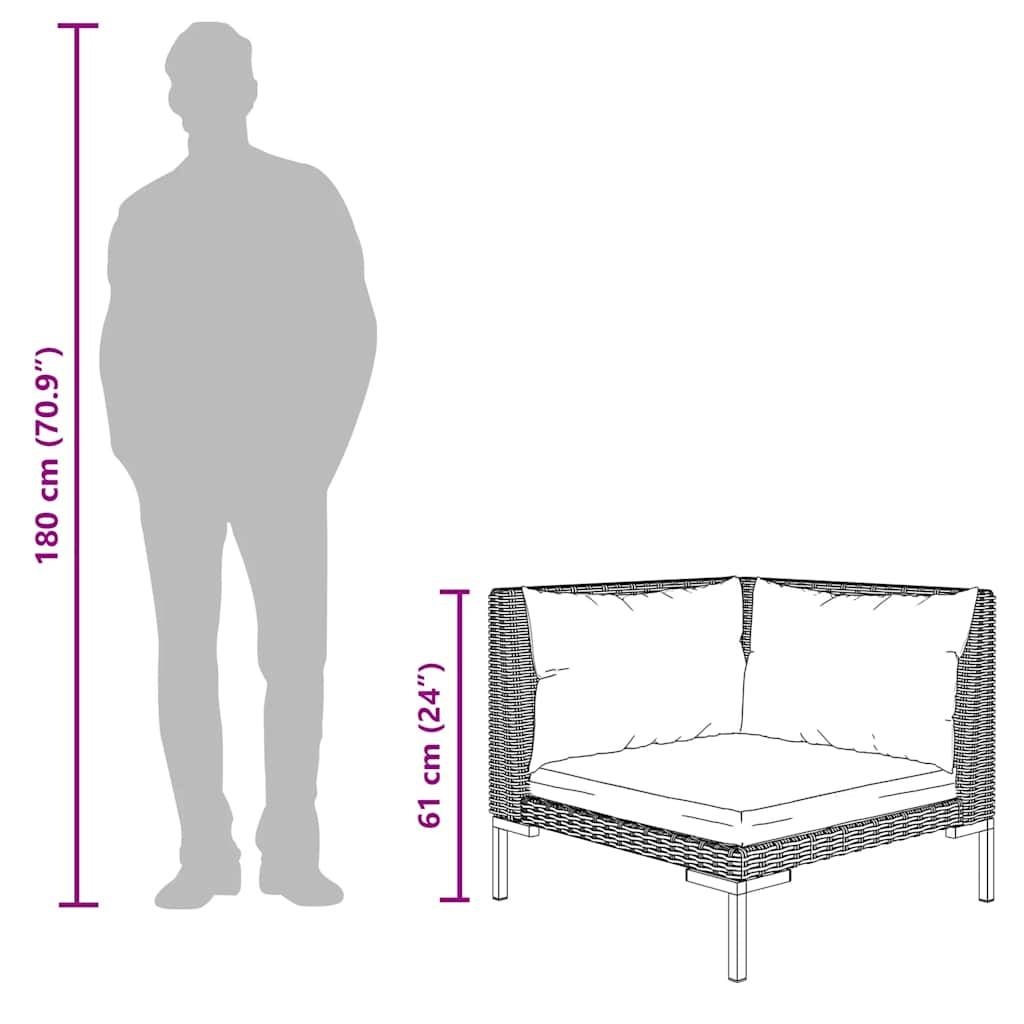 ComfortXL - Salon de jardin 3 pièces Résine tressée Demi-Ronde avec Table basse pour Jardin Gris Foncé – ComfortXL Outdoor Living - Image 8