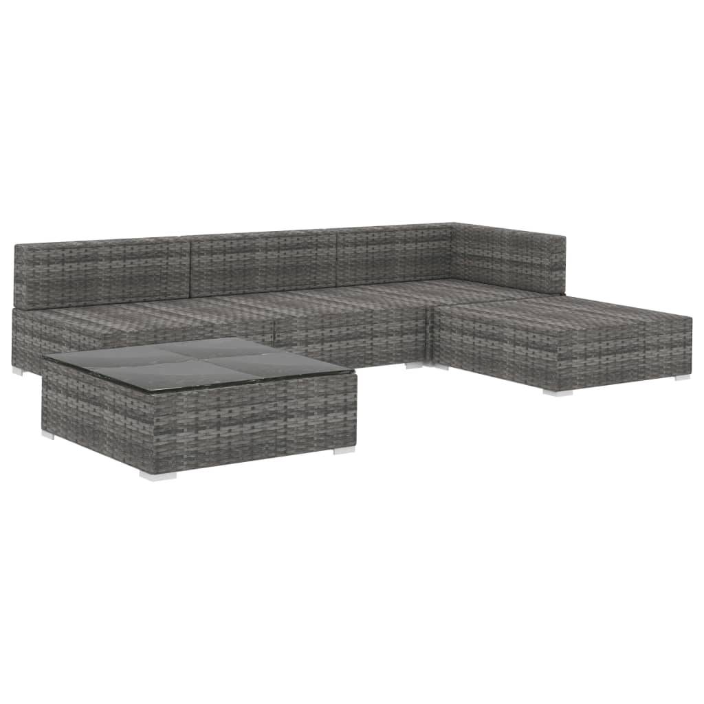 Vidaxl - Salon de jardin 5 pcs avec coussins résine tressée gris vidaXL 46783 - Imagen 4