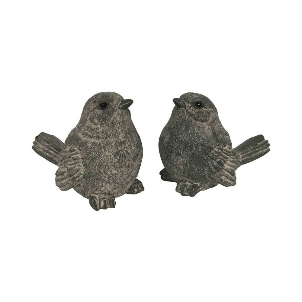 Oiseaux en résine gris 12 x 16 x 9 cm Chemin de campagne - Imagen 1