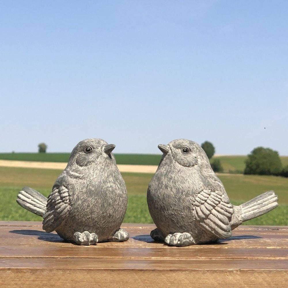 Oiseaux en résine gris 12 x 16 x 9 cm Chemin de campagne - Imagen 2