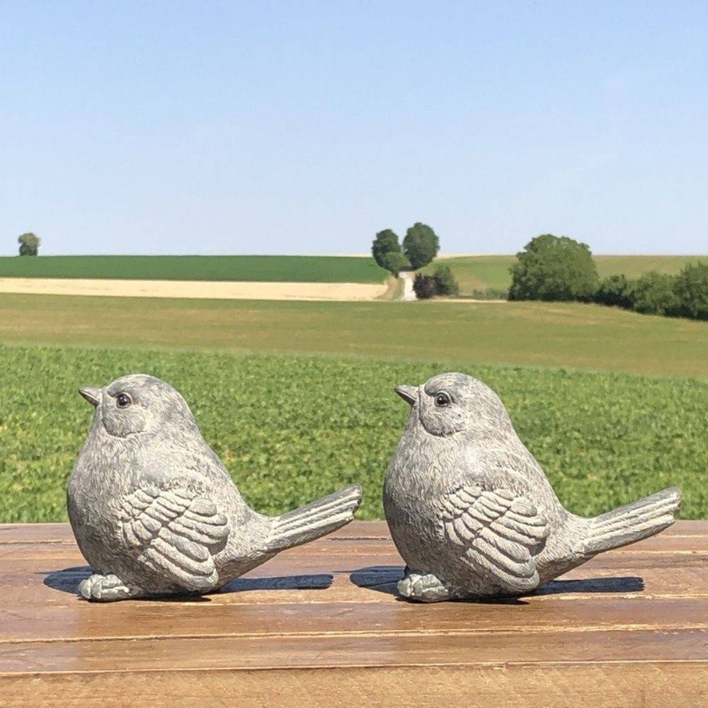 Oiseaux en résine gris 12 x 16 x 9 cm Chemin de campagne - Imagen 3