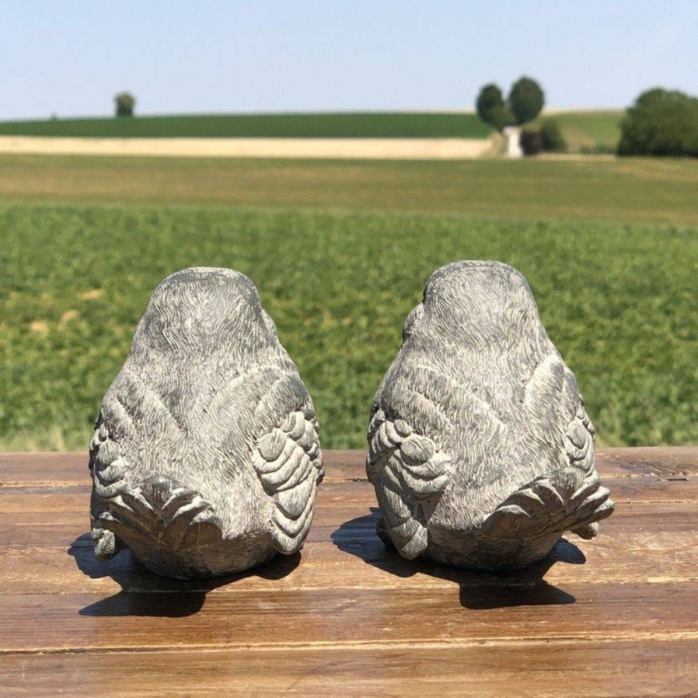 Oiseaux en résine gris 12 x 16 x 9 cm Chemin de campagne - Imagen 4