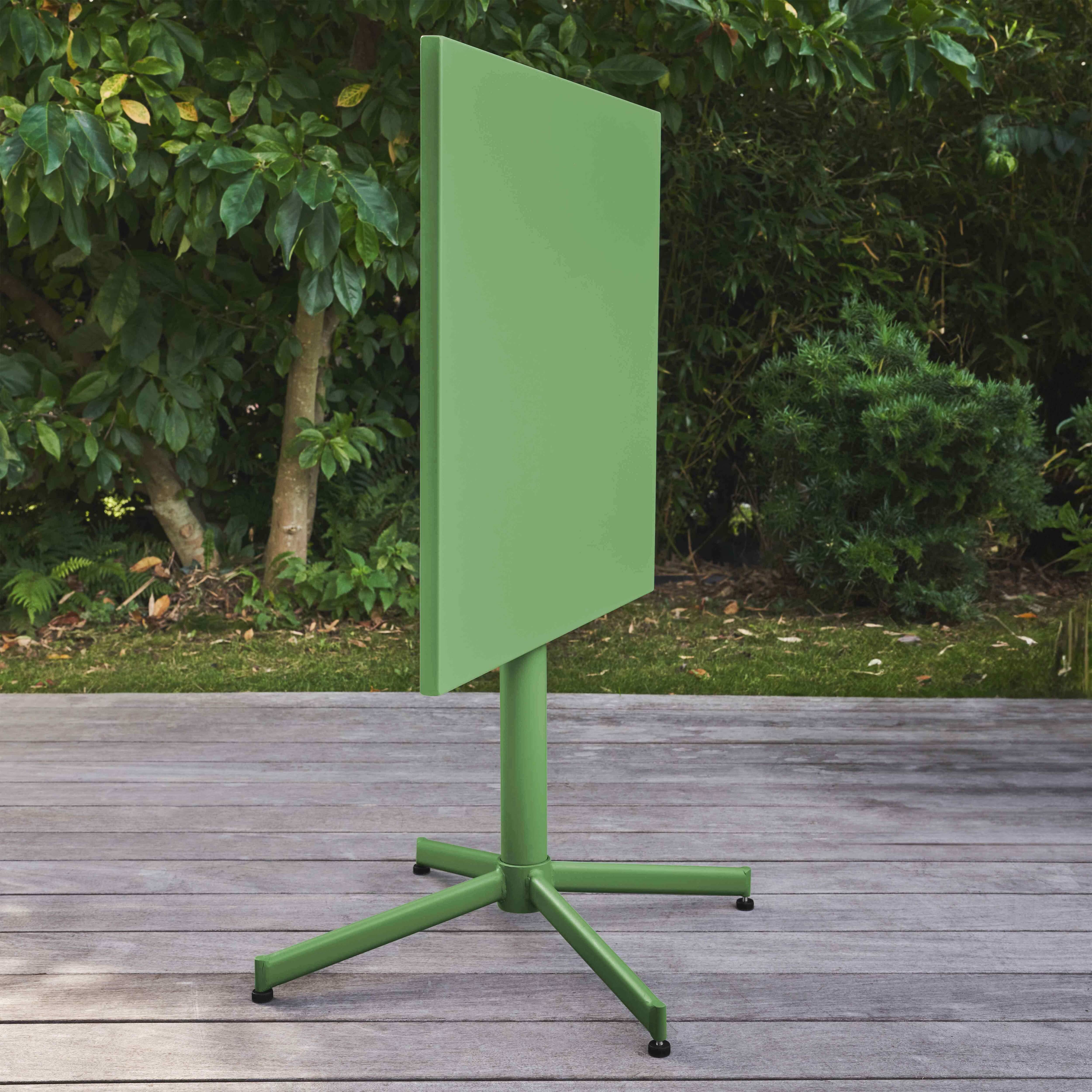 Oviala - Table de jardin carrée bistro inclinable en acier vert cactus Palavas - Oviala - Imagen 3