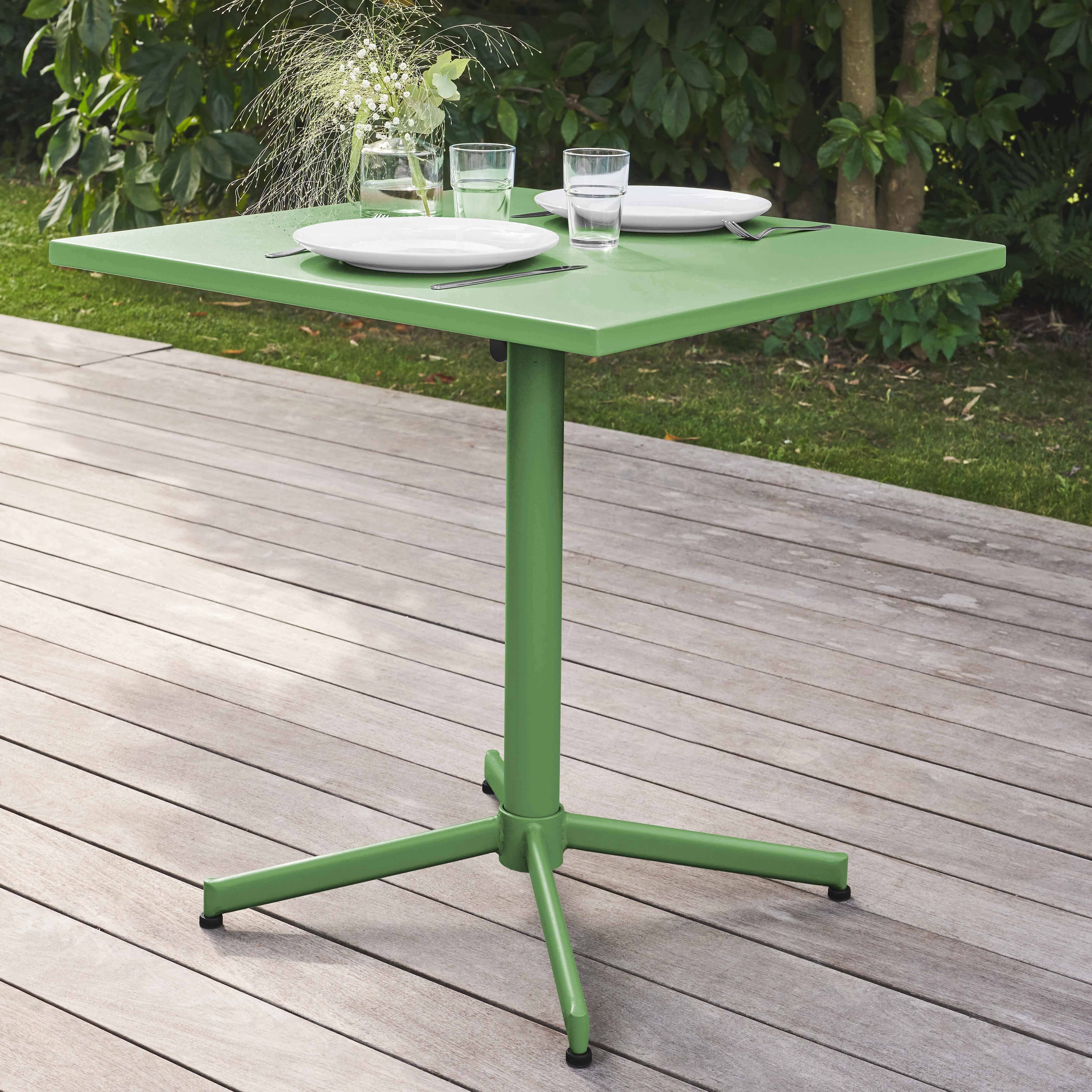 Oviala - Table de jardin carrée bistro inclinable en acier vert cactus Palavas - Oviala - Imagen 2