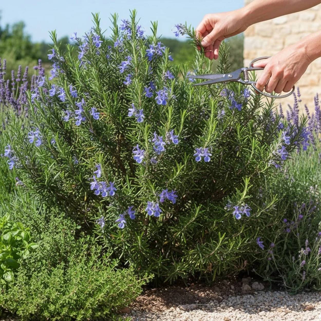 Romarin Primley Blue - Sans traitement à fleurs Rose - feuillage Persistant - Godet - 5/20 cm-  hauteur à maturité De 0,15 m à 0,50 m