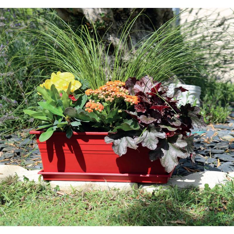 Riviera - Plateau pour jardinière 50 cm - 45,5 x 16 x 3,1 cm - Rouge - Fabrication Française - Image 3